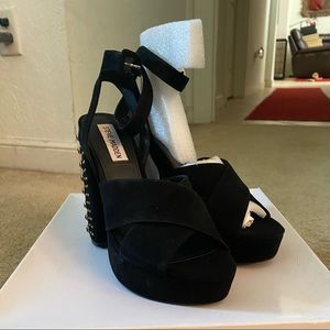 Steve Madden black suede heels. Brand new